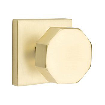 Emtek Octagon Knob with Square Rosette in Satin Brass finish