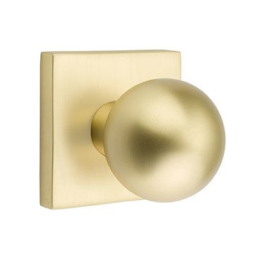 Emtek Orb Knob with Square Rosette in Satin Brass finish