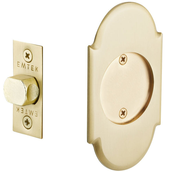 Emtek Passage #8 Pocket Door Tubular Lock in Satin Brass finish