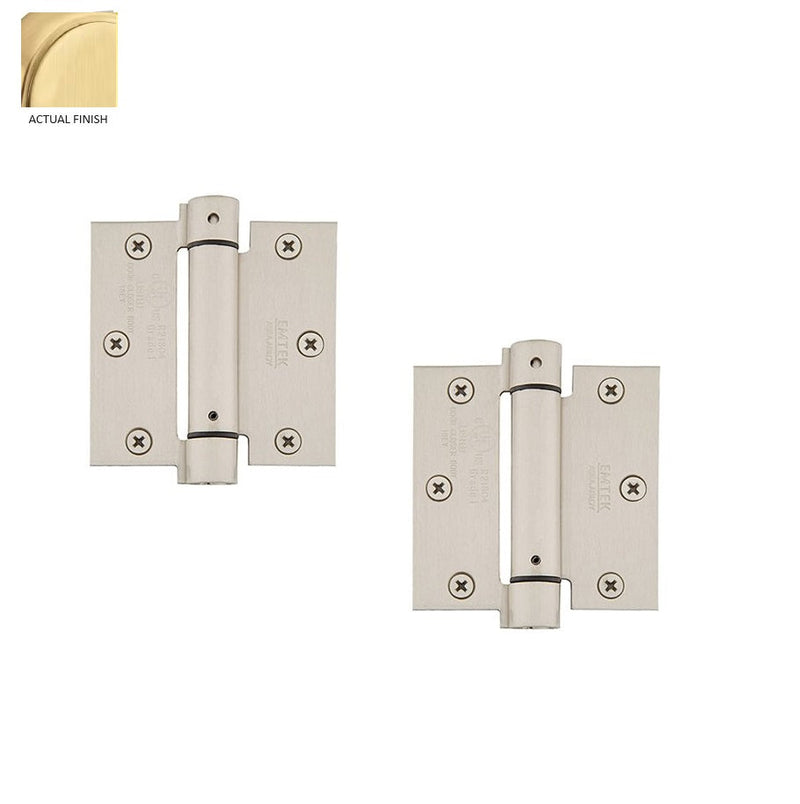Emtek Plated Steel UL Listed Spring Hinge, 3.5" x 3.5" with Square Corners in Satin Brass finish