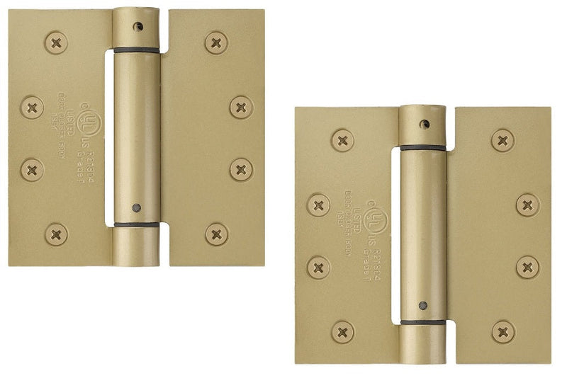 Emtek Plated Steel UL Listed Spring Hinge, 4" x 4" with Square Corners in Satin Brass finish