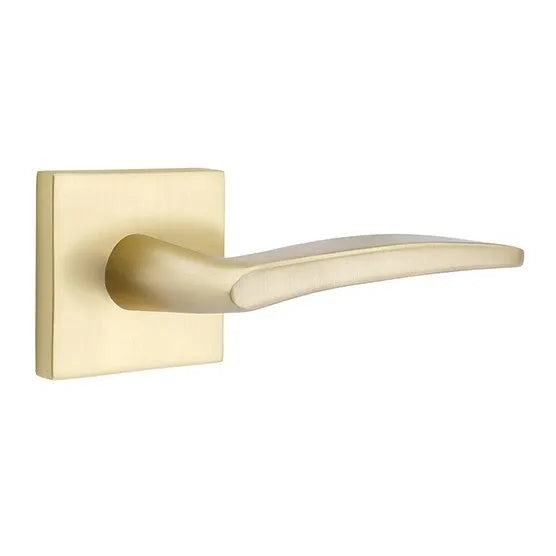 Emtek Poseidon Lever With Square Rosette in Satin Brass finish
