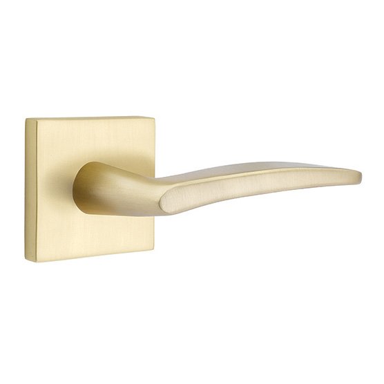 Emtek Poseidon Lever With Square Rosette in Satin Brass finish