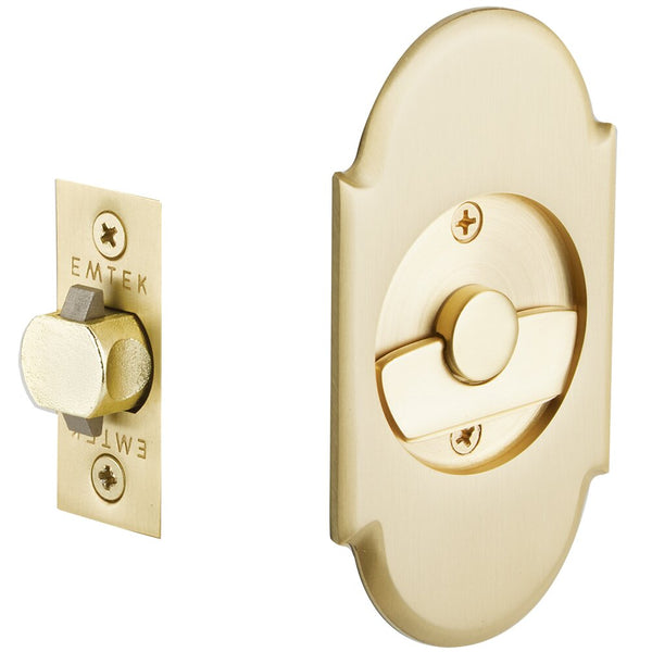 Emtek Privacy #8 Pocket Door Tubular Lock in Satin Brass finish