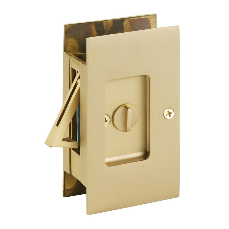 Emtek Privacy Modern Rectangular Pocket Door Lock in Satin Brass finish