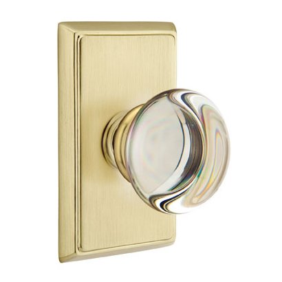 Emtek Providence Crystal Knob with Rectangular Rosette in Satin Brass finish