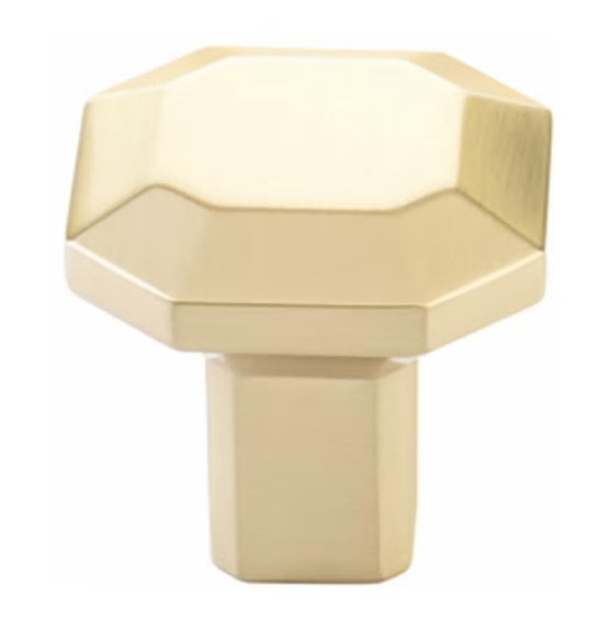 The Emtek Riviera Square Knob in Satin Brass finish