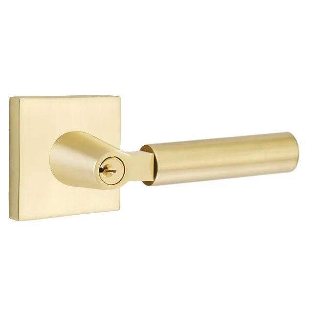 Emtek Select L-Square Smooth Key in Lever with Square Rosette in Satin Brass finish