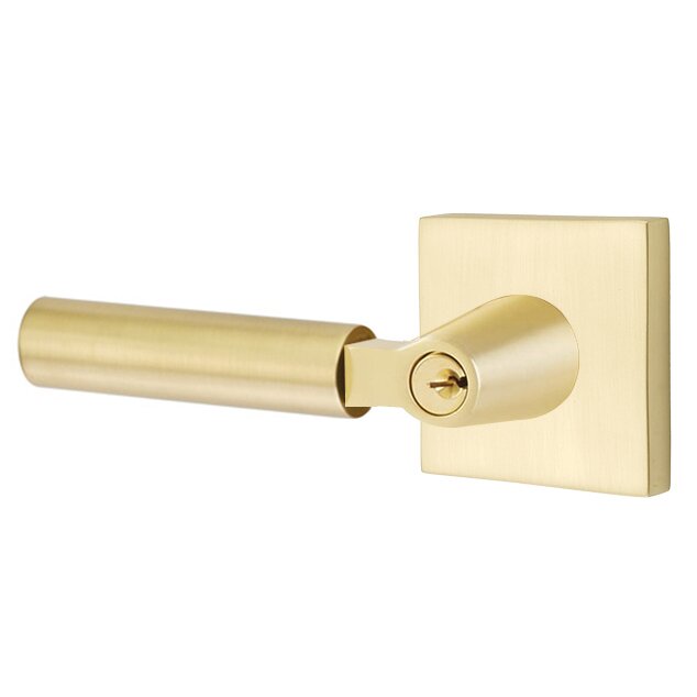 Emtek Select L-Square Smooth Key in Lever with Square Rosette in Satin Brass finish