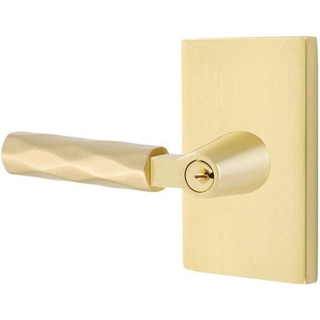 Emtek Select L-Square Tribeca Lever with Modern Rectangular Rosette in Satin Brass finish