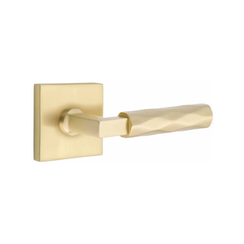 Emtek Select L-Square Tribeca Lever with Square Rosette in Satin Brass finish