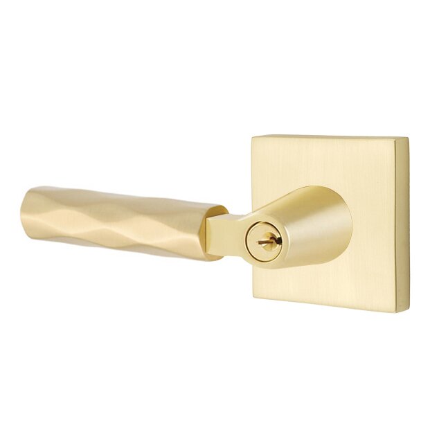 Emtek Select L-Square Tribeca Lever with Square Rosette in Satin Brass finish