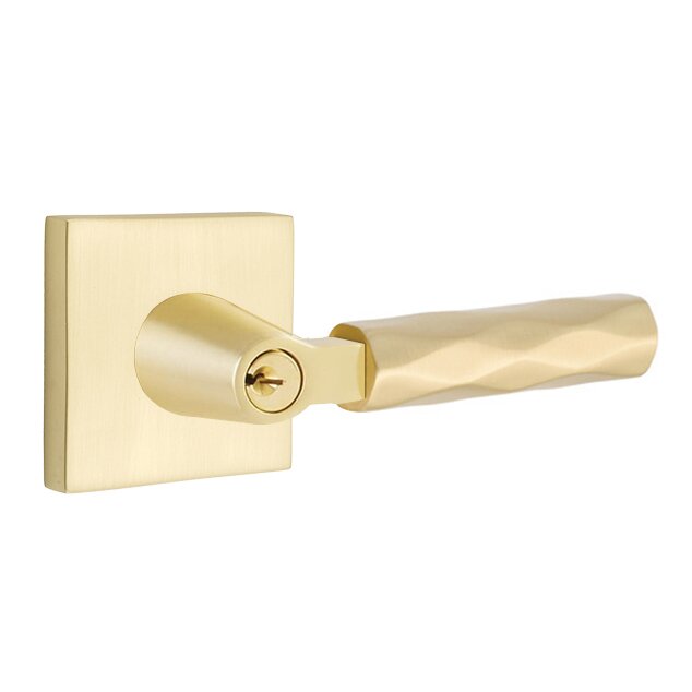 Emtek Select L-Square Tribeca Lever with Square Rosette in Satin Brass finish