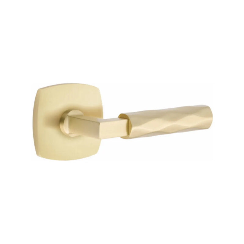 Emtek Select L-Square Tribeca Lever with Urban Modern Rosette in Satin Brass finish