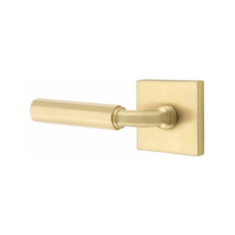 Emtek Select R-Bar Faceted Lever with Square Rosette in Satin Brass finish