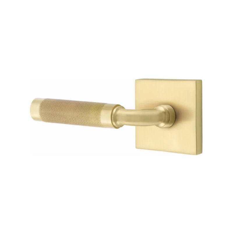 Emtek Select R-Bar Knurled Lever with Square Rosette in Satin Brass finish