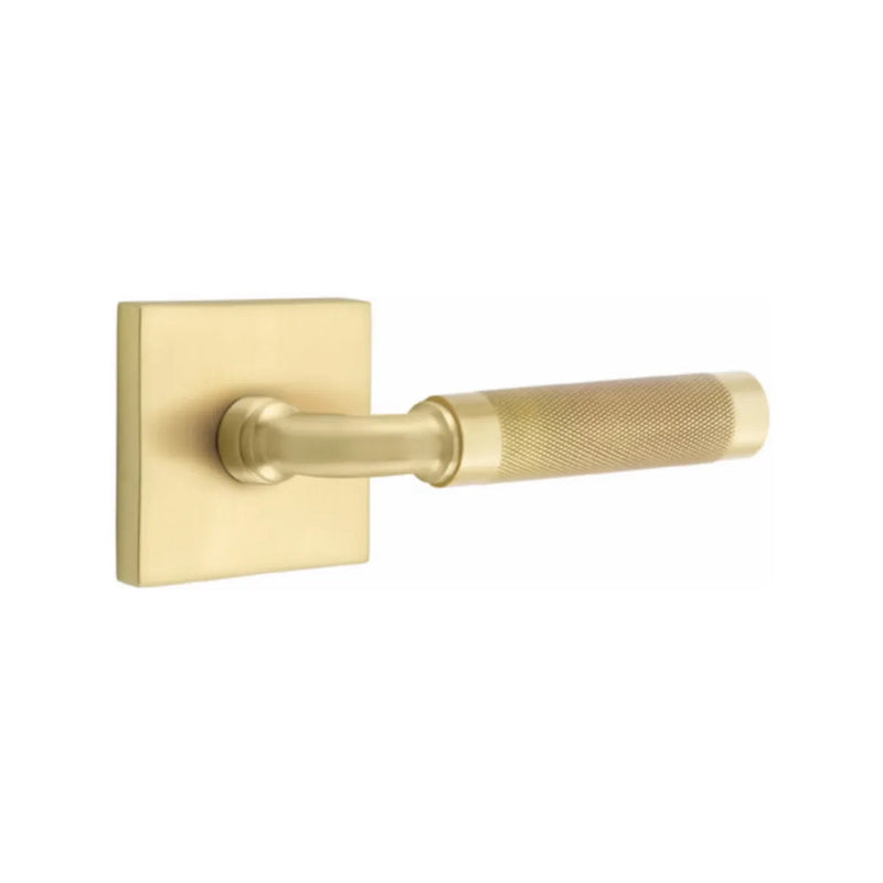 Emtek Select R-Bar Knurled Lever with Square Rosette in Satin Brass finish