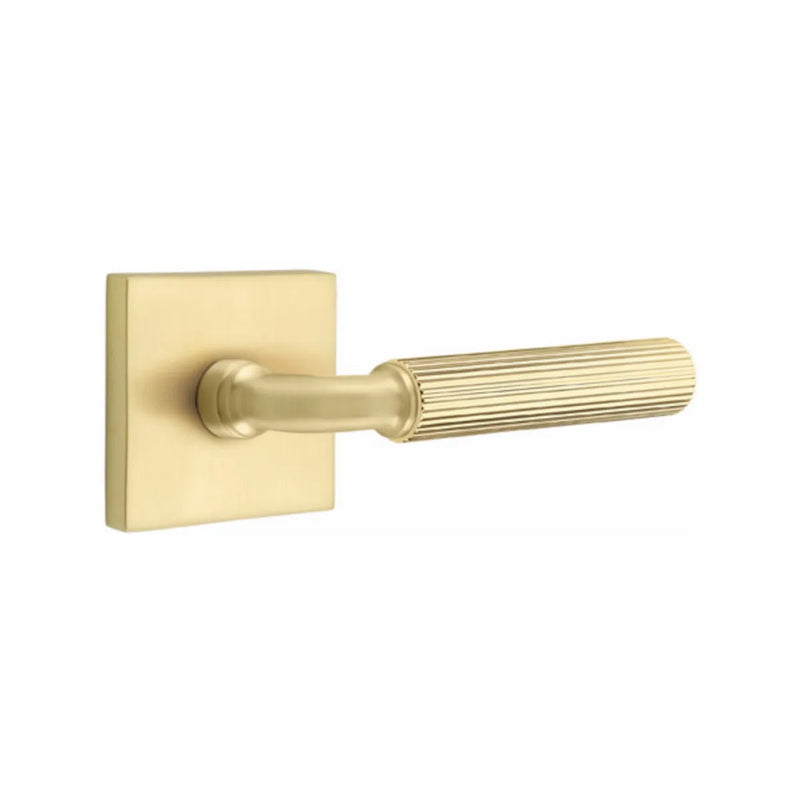 Emtek Select R-Bar Straight Knurled Lever with Square Rosette in Satin Brass finish