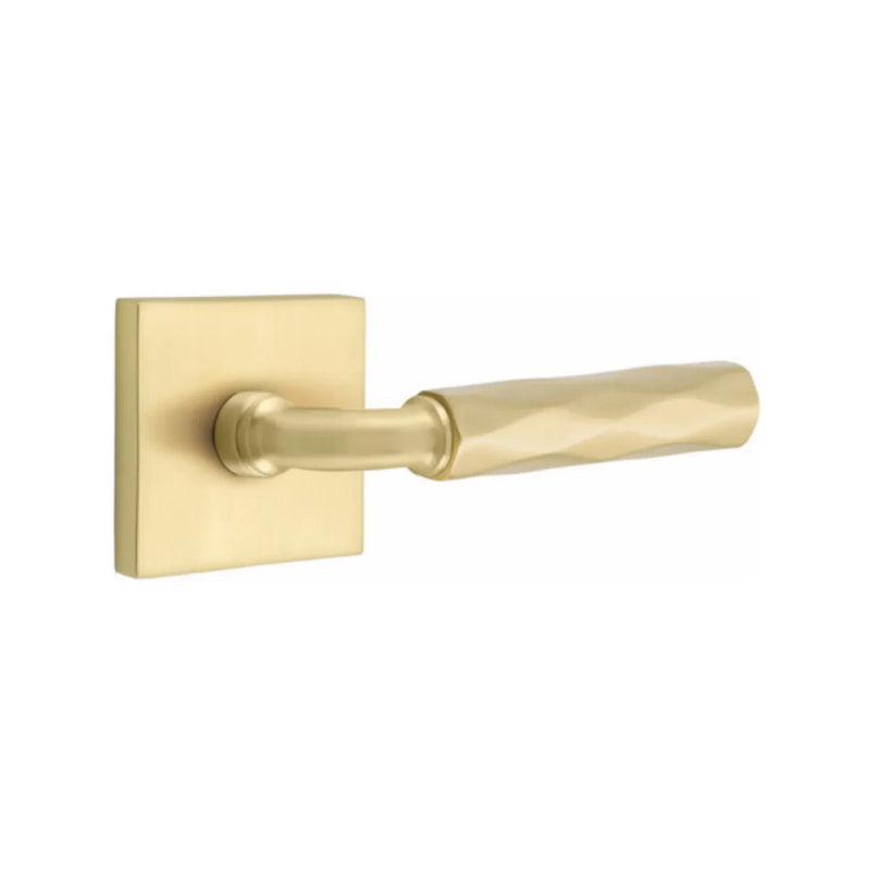 Emtek Select R-Bar Tribeca Lever with Square Rosette in Satin Brass finish