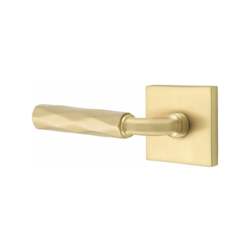 Emtek Select R-Bar Tribeca Lever with Square Rosette in Satin Brass finish