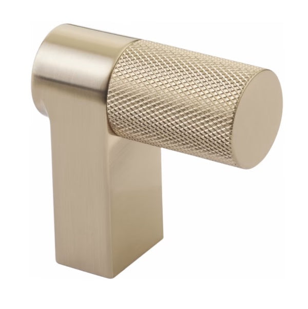 The Emtek Select Rectangular Knurled Cabinet Finger Pull 2" in Satin Brass finish