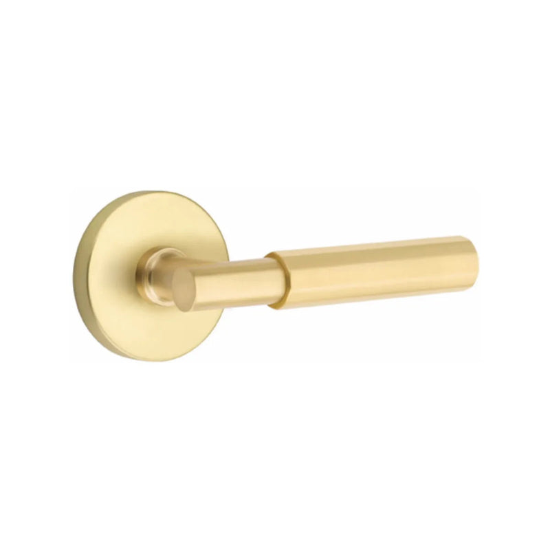 Emtek Select T-Bar Faceted Lever with Disk Rosette in Satin Brass finish