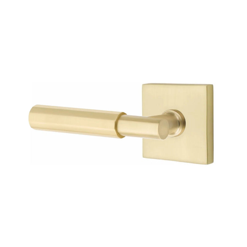 Emtek Select T-Bar Faceted Lever with Square Rosette in Satin Brass finish