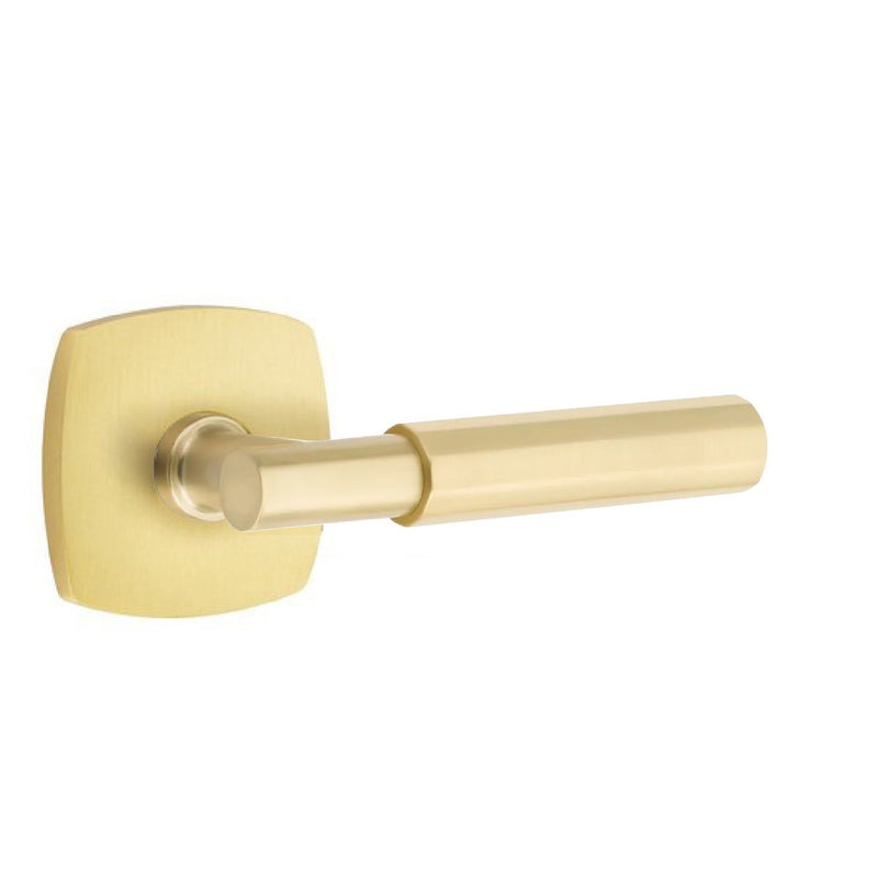 Emtek Select T-Bar Faceted Lever with Urban Modern Rosette in Satin Brass finish