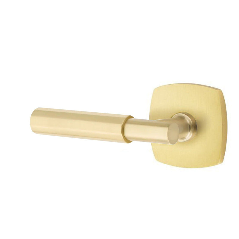 Emtek Select T-Bar Faceted Lever with Urban Modern Rosette in Satin Brass finish