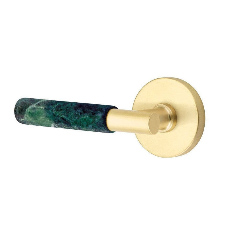 Emtek Select T-Bar Green Marble Lever with Disk Rosette in Satin Brass finish