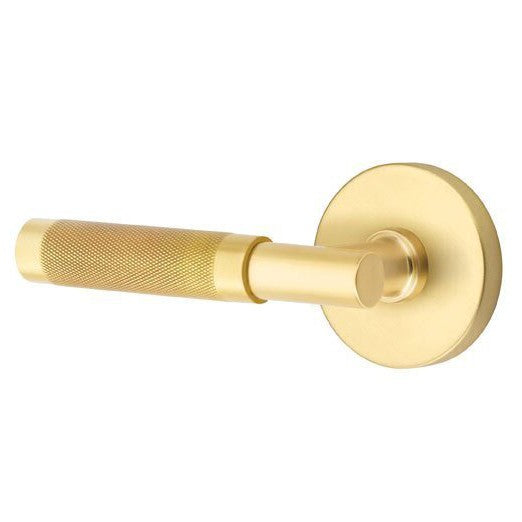 Emtek Select T-Bar Knurled Lever with Disk Rosette in Satin Brass finish