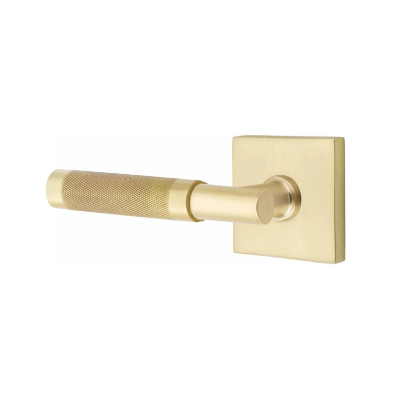 Emtek Select T-Bar Knurled Lever with Square Rosette in Satin Brass finish