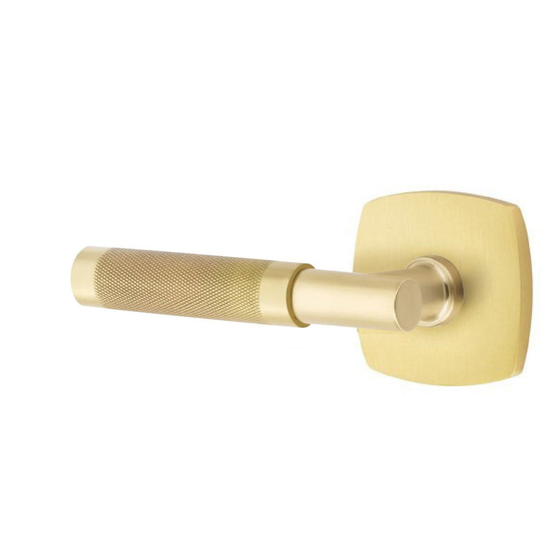 Emtek Select T-Bar Knurled Lever with Urban Modern Rosette in Satin Brass finish