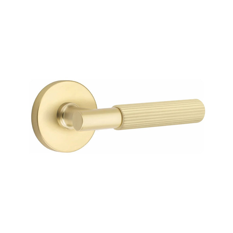 Emtek Select T-Bar Straight Knurled Lever with Disk Rosette in Satin Brass finish