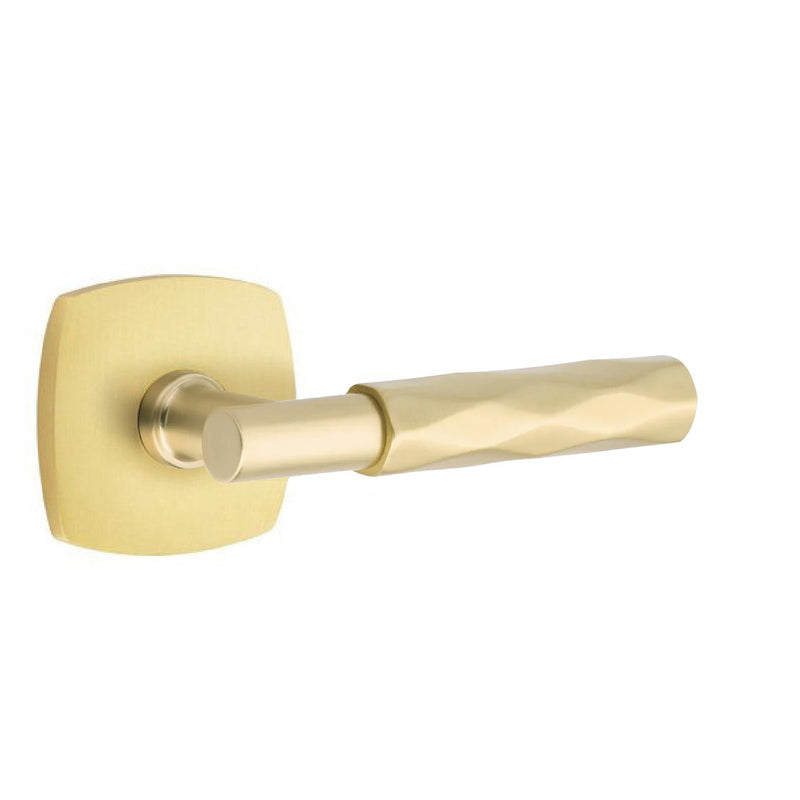 Emtek Select T-Bar Tribeca Lever with Urban Modern Rosette in Satin Brass finish