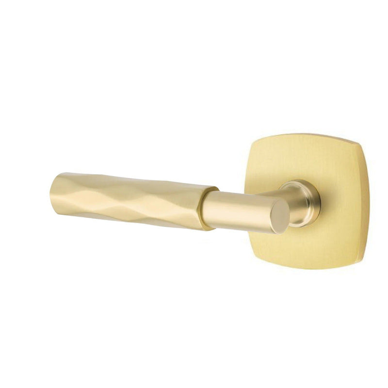 Emtek Select T-Bar Tribeca Lever with Urban Modern Rosette in Satin Brass finish