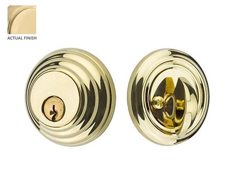 Emtek Single Cylinder Low Profile Keyed Deadbolt in Satin Brass finish