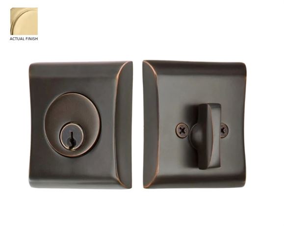 Emtek Single Cylinder Neos Keyed Deadbolt in Satin Brass finish