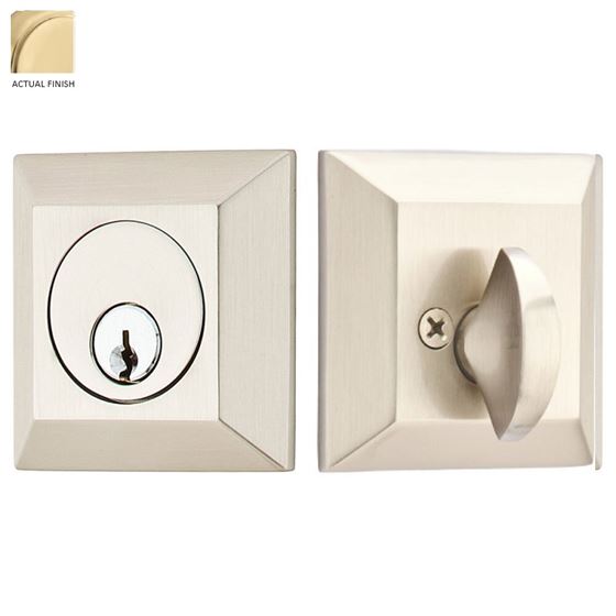 Emtek Single Cylinder Quincy Keyed Deadbolt in Satin Brass finish