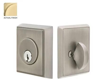 Emtek Single Cylinder Rectangular Keyed Deadbolt in Satin Brass finish