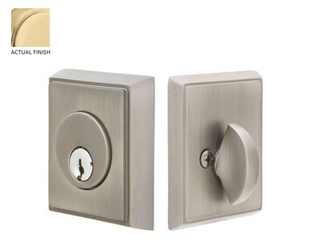 Emtek Single Cylinder Rectangular Keyed Deadbolt in Satin Brass finish