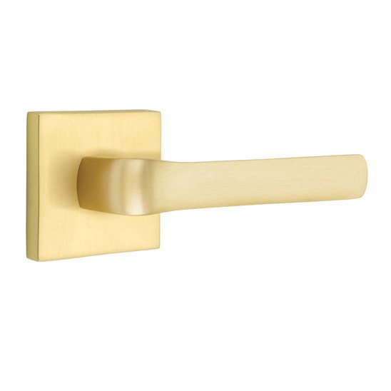 Emtek Spencer Lever With Square Rosette in Satin Brass finish