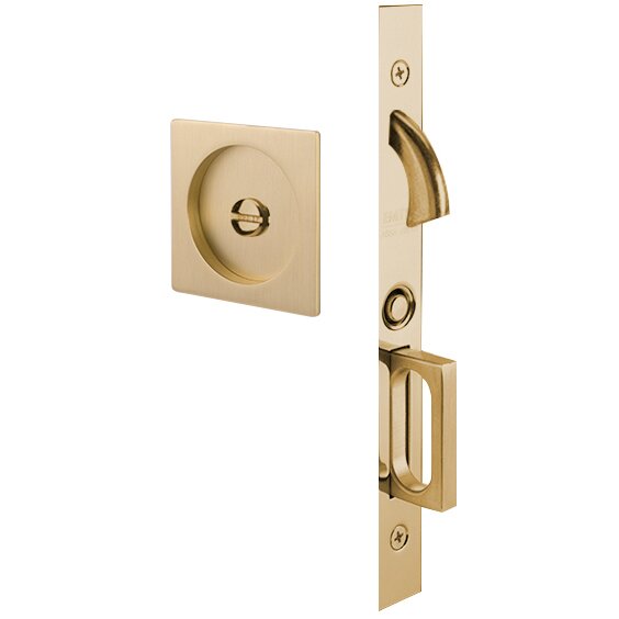 Emtek Square Pocket Door Mortise Lock in Satin Brass finish