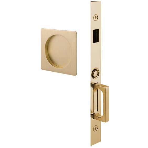 Emtek Square Pocket Door Mortise Lock in Satin Brass finish