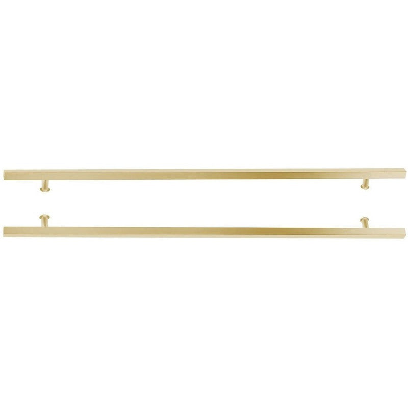 The Emtek Back to Back 36" Square Door Pull in Satin Brass Stainless Steel finish
