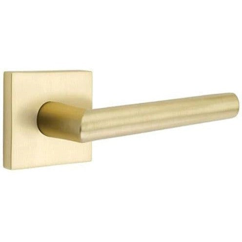 Emtek Stuttgart Lever with Square Rosette in Satin Brass finish