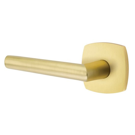 Emtek Stuttgart Lever With Urban Modern Rosette in Satin Brass finish