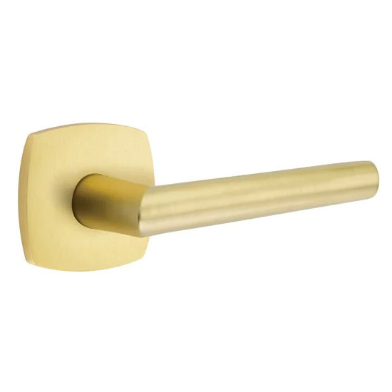 Emtek Stuttgart Lever With Urban Modern Rosette in Satin Brass finish