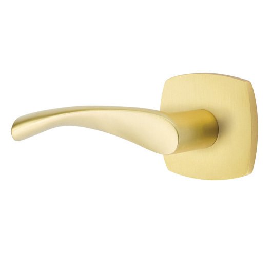 The Emtek Triton Lever With Urban Modern Rosette in Satin Brass finish