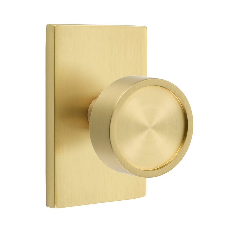 Emtek Verve Knob with Modern Rectangular Rosette in Satin Brass finish